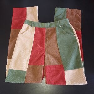 Nasty Gal High Waisted Multicolor Corduroy Pants Sz 4